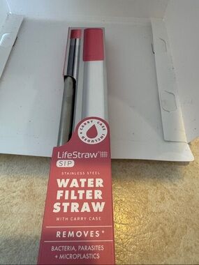 LifeStraw SIP Stainless Steel Water Filter Straw - Pink Accents